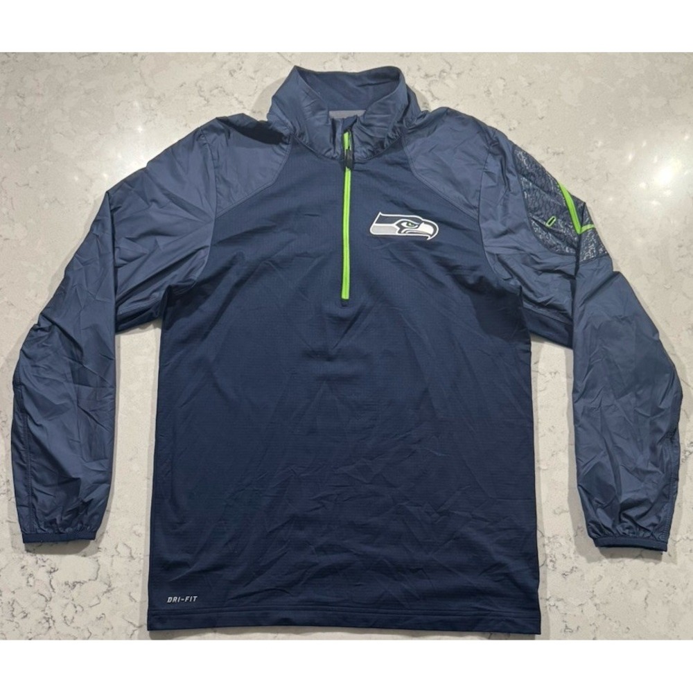 Nike Seattle Seahawks Dri-FIT 1/4 Zip Pullover Mens S Blue NFL On Field Jacket